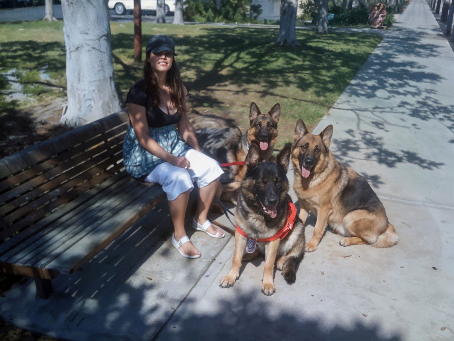 Gina with her three German Shepherd dogs in Las Vegas Nevada, Dog Training Experts